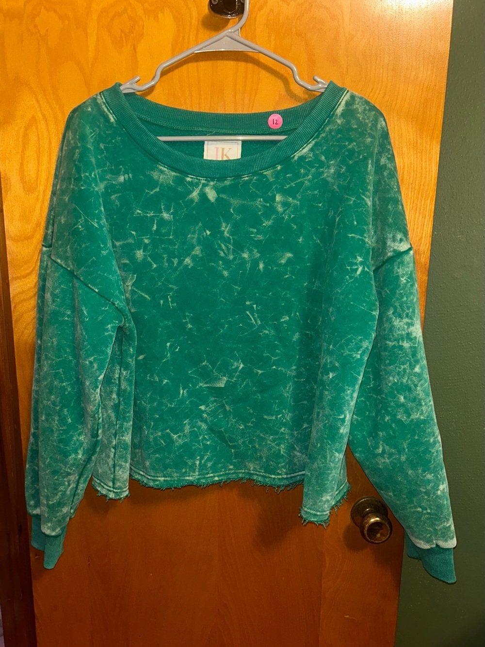 Tie-Dye Washed Cropped Sweatshirt - Green